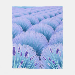 Dreamy Lavender Fields Aesthetic Purple Blue Fleece Blanket