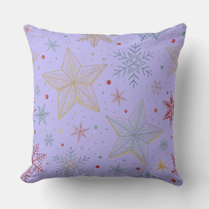 "Dreamy Lavender Large Star Pattern Throw Pillow
