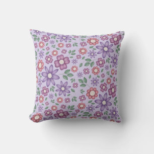 dreamy lavender whimsical floral pattern throw pillow