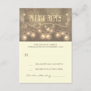 dreamy light bulbs whimsical wedding RSVP card