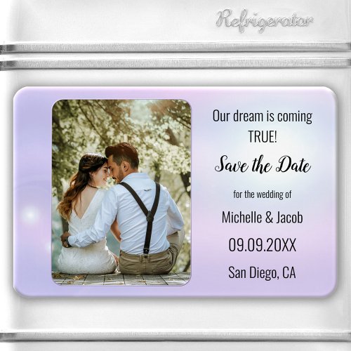 Dreamy  Lilac Blue Lights Photo Save the Date Magnet