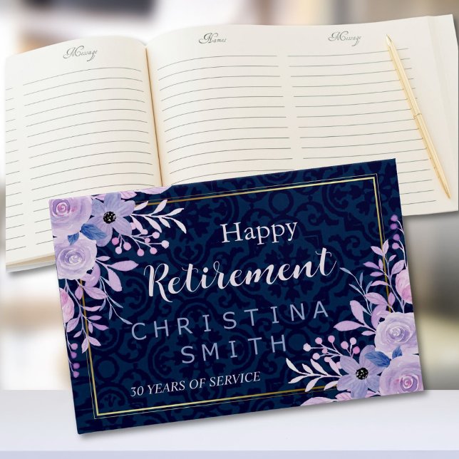 Dreamy Lilac Pastel Watercolor Retirement Party Guest Book (Dreamy Lilac Pastel Watercolor Retirement Party Guest Book)