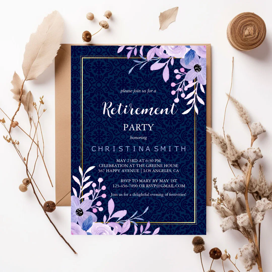 Dreamy Lilac Pastel Watercolor Retirement Party Invitation (Dreamy Lilac Pastel Watercolor Retirement Party Invitation)