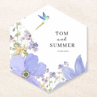 Dreamy Lilac Wedding Paper Coaster
