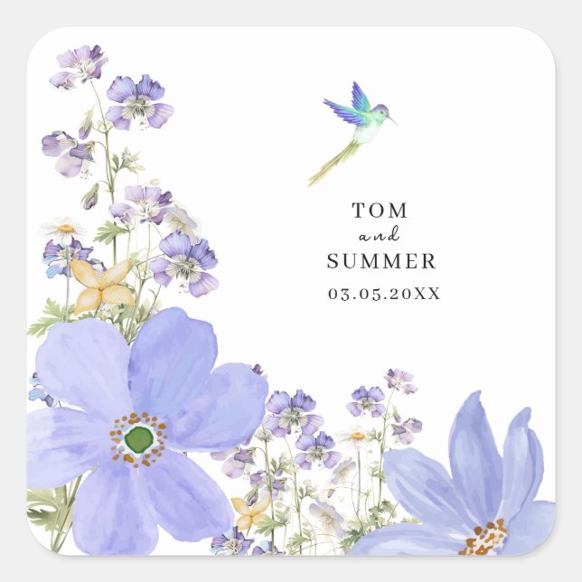 Dreamy Lilac Wedding Square Sticker (Front)