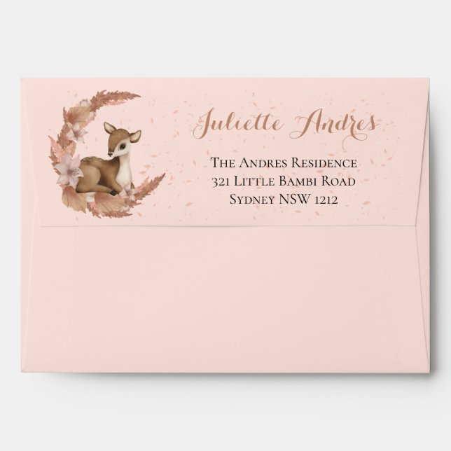 Dreamy Little Bambi & Flowers Gender Neutral Baby Envelope (Back (Top Flap))