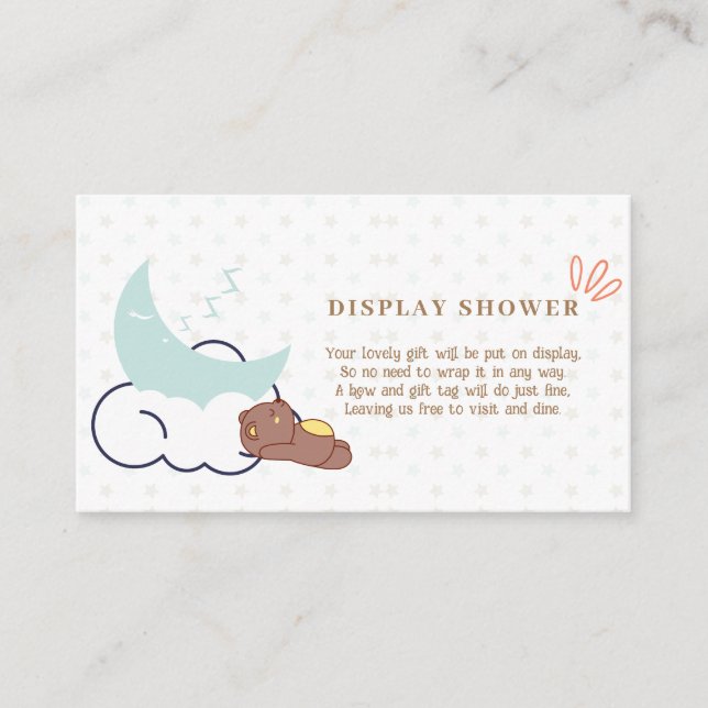Dreamy Little Bear Cloud Baby Display Shower Enclosure Card (Front)