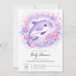 Dreamy Little Dolphin Baby Shower Invitation