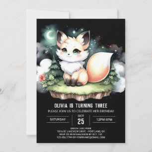 Dreamy Little Fox Birthday digital Invitation