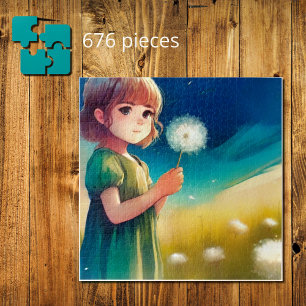 dreamy   little girl in the summer field  jigsaw puzzle