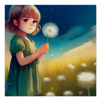 dreamy   little girl in the summer field 