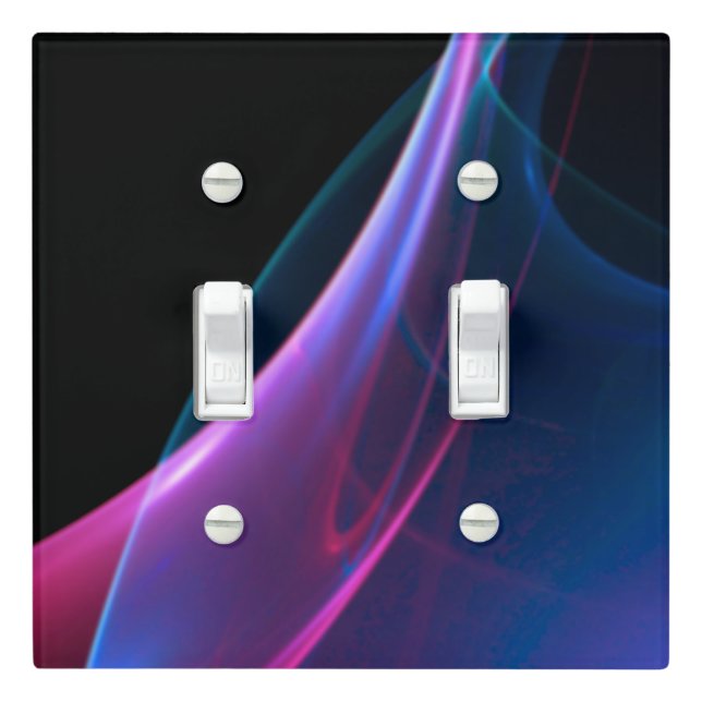 Dreamy Magenta and Blue Techno Sweep Light Switch Cover (In Situ)