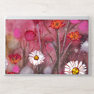 Dreamy Magenta Red Watercolor Floral Abstract Pain HP Laptop Skin