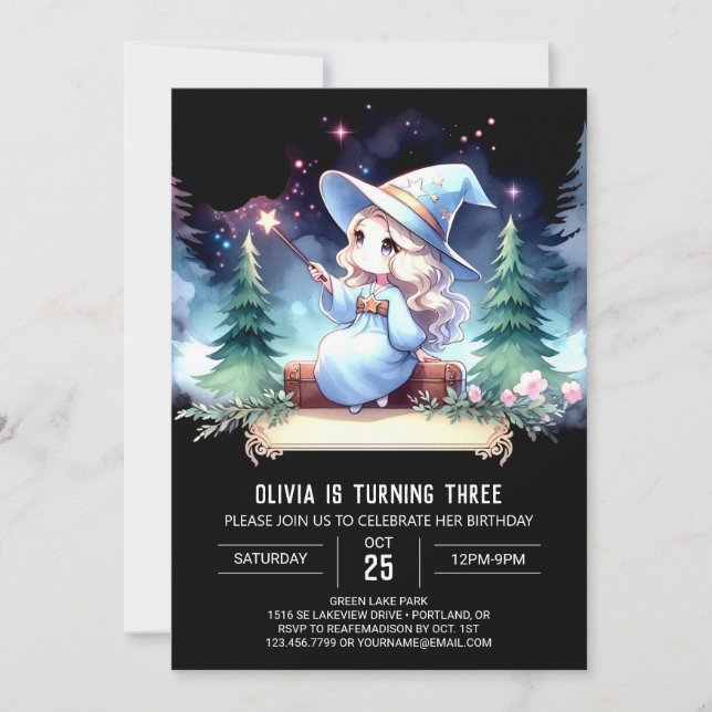 Dreamy Magic Wizard Birthday Invitation (Front)