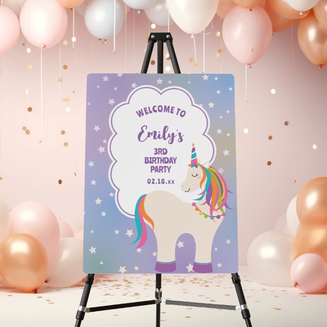 Dreamy Magical Rainbow Unicorn Birthday Welcome Foam Board (Creator Uploaded)