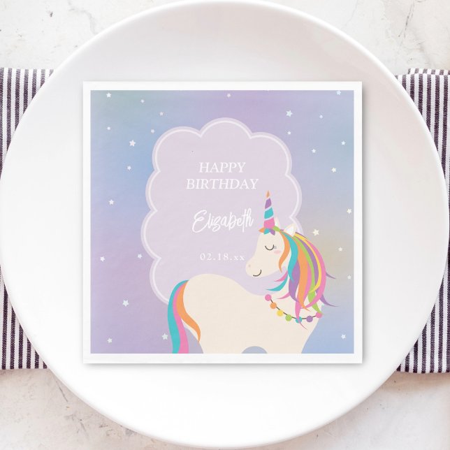Dreamy Magical Rainbow Unicorn Girl Birthday Party Napkins (Creator Uploaded)