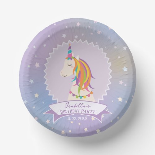 Dreamy Magical Rainbow Unicorn Girly Birthday Paper Bowls