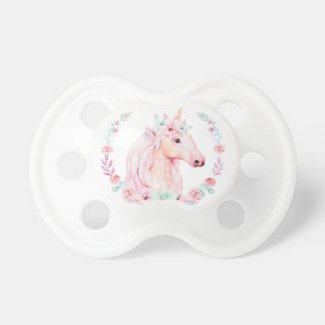 Dreamy Magical Unicorn With Floral Pacifier