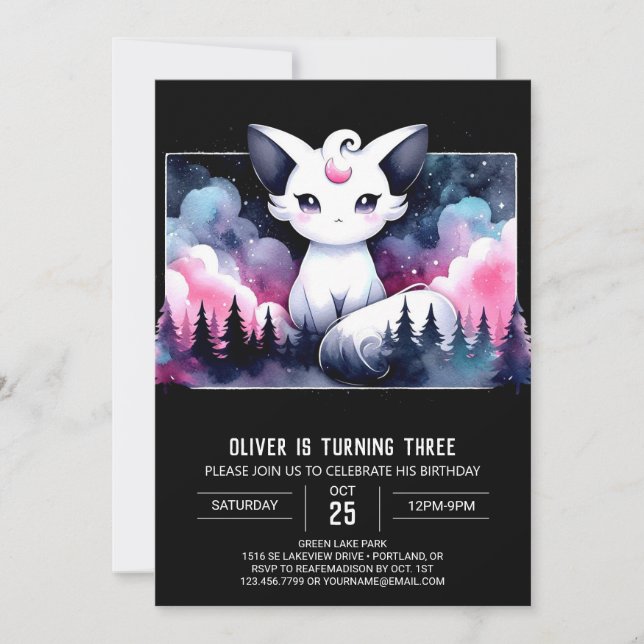 Dreamy Majestic Cat Birthday Invitation (Front)