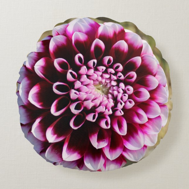 Dreamy Maroon Petals Round Pillow (Front)