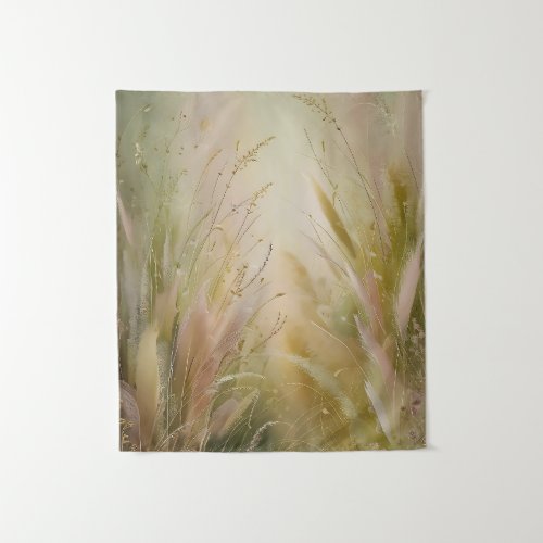 Dreamy Meadow Ethereal Floral Landscape Tapestry
