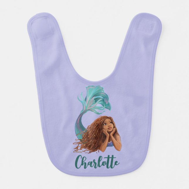 Dreamy Mermaid Ariel Art Baby Bib (Front)