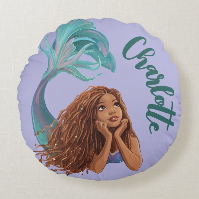 Dreamy Mermaid Ariel Art Round Pillow (Front)