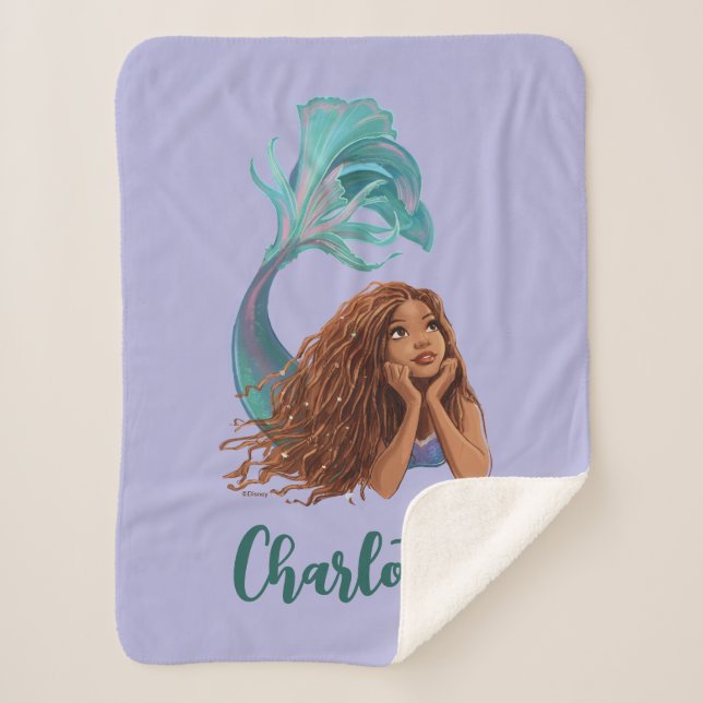 Dreamy Mermaid Ariel Art Sherpa Blanket (Front)