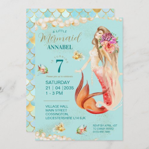 Dreamy Mermaid Birthday Party Invitation