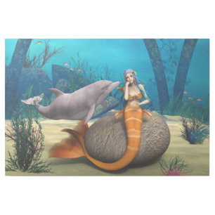 Dreamy Mermaid Dolphin Underwater Fantasy Art