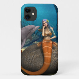 Dreamy Mermaid Dolphin Underwater Fantasy Art iPhone 11 Case