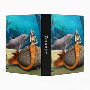 Dreamy Mermaid Dolphin Underwater Fantasy Art Mini Binder