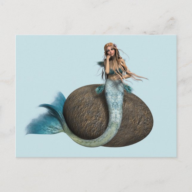 Dreamy Mermaid Dolphin Underwater Fantasy Art Postcard (Front)