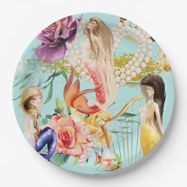 Dreamy mermaids  paper plates (Front)