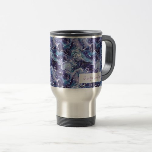 Dreamy Metallic Purple Personalize Name Travel Mug