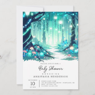  Dreamy Minimalist Enchanted Forest Baby Shower Invitation