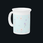 Dreamy Mint Meadow Beverage Pitcher<br><div class="desc">Transform your living space into a serene wonderland with this enchanting daisy pattern. Featuring tiny, delicate daisies with creamy white petals softly touched by subtle hints of lavender purple, all nestled on a gentle, pale mint green background. This design evokes a feeling of softness, tranquility, and whimsical dreams, perfect for...</div>