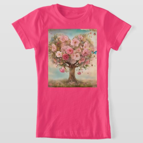 Dreamy Mist Pastel Junk Journals Heart Tree T_Shirt