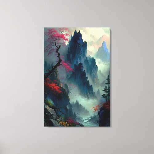 Dreamy Misty Mountain Landscape Canvas Print