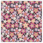 Dreamy Mixed Blossoms on Black Small Scale Fabric