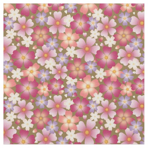 Dreamy Mixed Blossoms on Olive Small Scale Floral Fabric