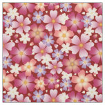 Dreamy Mixed Blossoms on Red Medium Scale Fabric