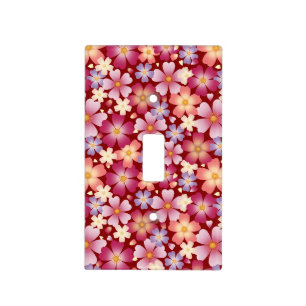Dreamy Mixed Flowers on Red Light Switch Cover