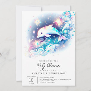 Dreamy Modern Dolphin Baby Shower Invitation