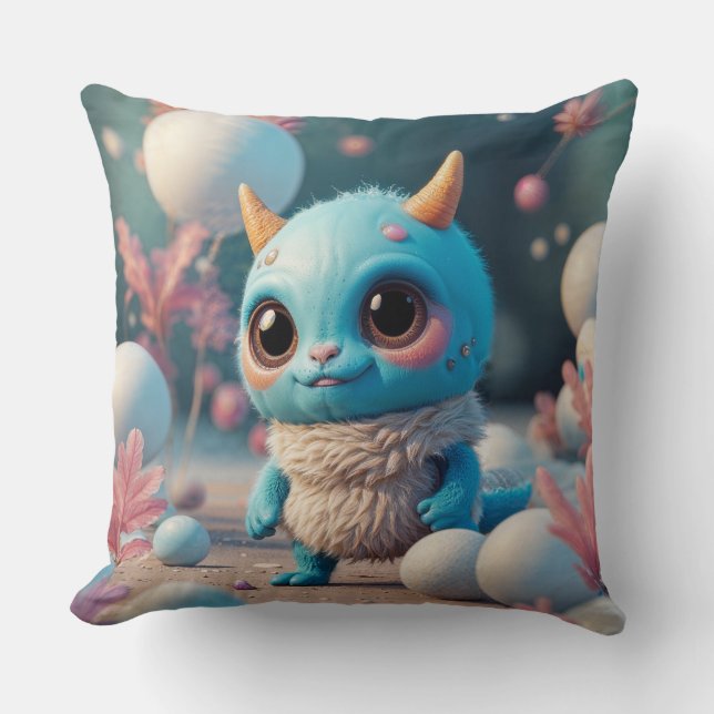 Dreamy Monster Pillowcase Throw Pillow (Front)
