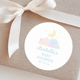 Dreamy Moon and Stars Cloud Nine Baby Shower Classic Round Sticker