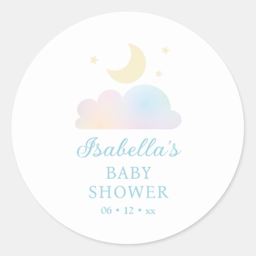 Dreamy Moon and Stars Cloud Nine Baby Shower Classic Round Sticker