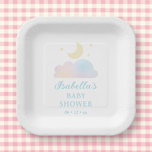 Dreamy Moon and Stars Cloud Nine Baby Shower Paper Plates