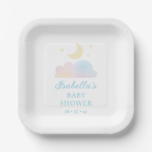 Dreamy Moon and Stars Cloud Nine Baby Shower Paper Plates