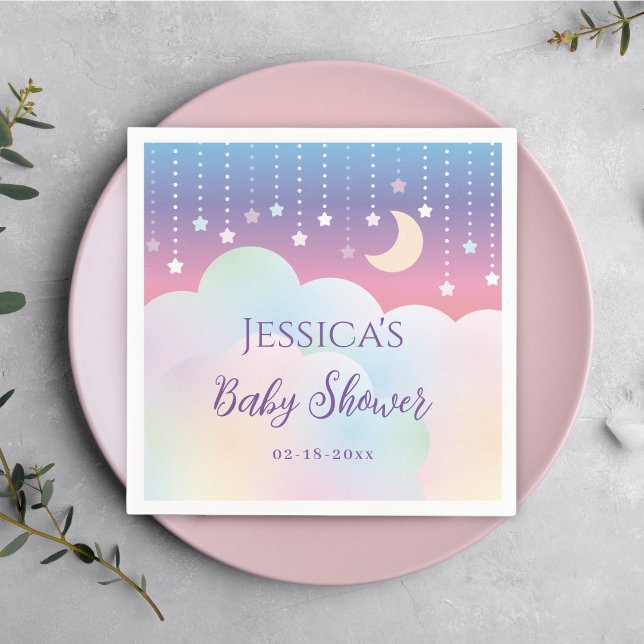 Dreamy Moon and Stars Gender Neutral Baby Shower Napkins (Creator Uploaded)